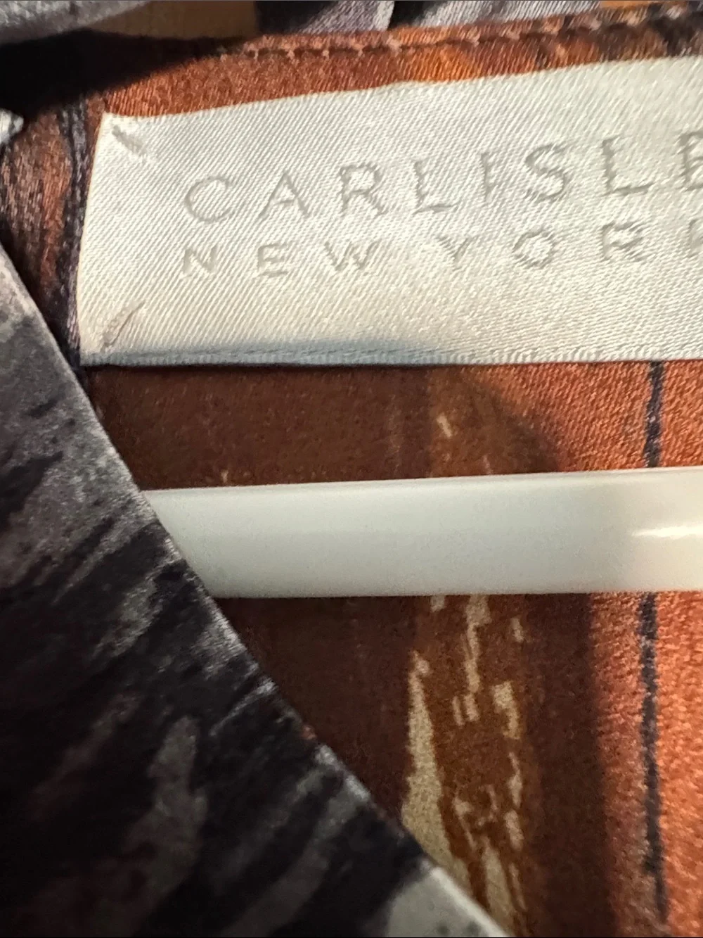 Carlisle Long-Sleeve Midi Dress in Black, Gray & Copper